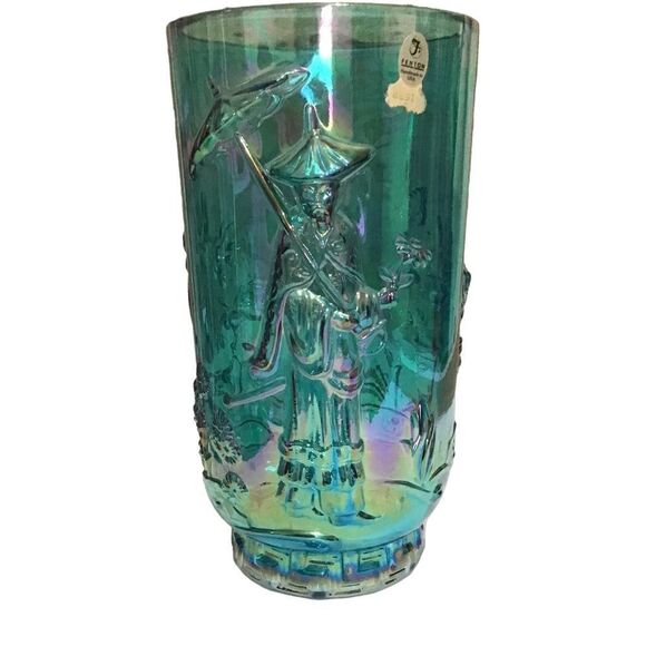 Vintage Fenton Blue Iridescent Emperor Vase - Picture 1 of 6
